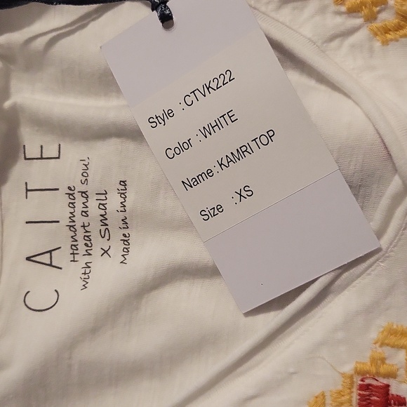 CAITE Fully Embroidered Kamri Tee with 3/4 length sleeves - Picture 7 of 9